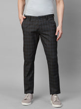 Genips Men's Black Cotton Stretch Caribbean Slim Fit Self Design Trousers